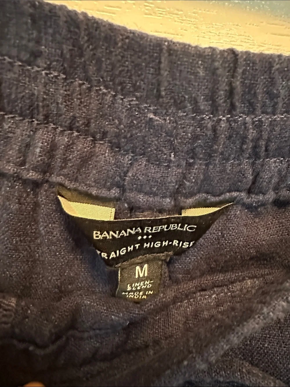 Banana Republic Navy Pants Straight High Rise Linen Blend Size M
